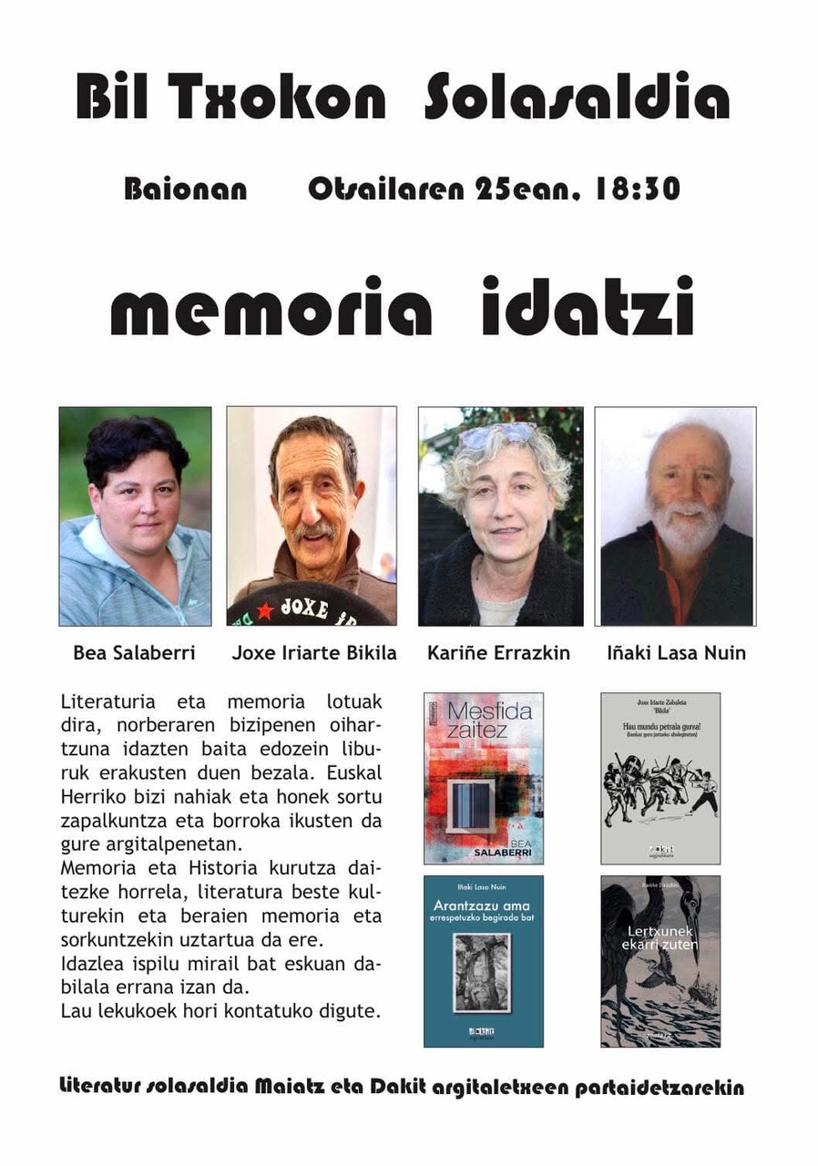 <p>Literatur solasaldia Maiatz eta Dakit argitaletxeen partaidetzarekin</p>