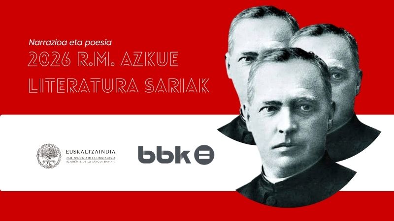 <h2 itemprop="name" style="text-align: justify;">2026ko R. M. Azkue literatura sarietarako deialdia egin du Euskaltzaindiak</h2>